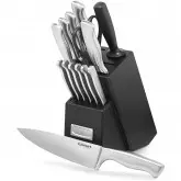 Jogo de Facas Cuisinart C77SS-15PK Cabo Oco Inoxidável com Faqueiro - Cinza 15 Peças