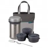 Pote Térmico Zojirushi SL-NCE09ST com 3 Potes Inox - Cinza