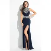 Vestido com abertura frontal Rachel Allan 2 Azul Marinho