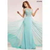 Vestido com decote alto Jovani 6 Azul Tiffany
