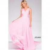 Vestido com decote V Jovani 4 Rosa