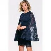 Vestido com mangas de renda Jovani 12 Azul Marinho