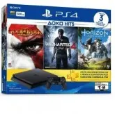 CONSOLE SONY PLAYSTATION 4 SLIM 500GB COM 3 JOGOS GOD OF WAR, UNCHARTED 4 E HORIZON ZERO DAWM COM PS PLUS