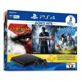 CONSOLE SONY PLAYSTATION 4 SLIM 500GB COM 3 JOGOS GOD OF WAR - UNCHARTED4 - HORIZON ZERO DAW SEM CART&xC3;O PS PLUS