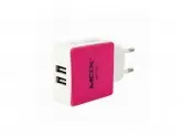 CARREGADOR UNIVERSAL MOX MO-F02 - 2 USB - BIVOLT - ROSA
