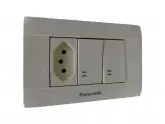 INTERRUPTOR ECOPOWER EP-1314 - 2 TOMADAS - 1 INTERRUPTOR - BEGE
