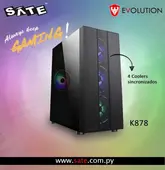 Gabinete Sate K878 Gamer 4Fan Preto Rgb Atx