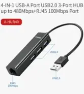 Hub Usb Sate A-Hub40 4En1 Usb2.0*3/Rj45 100Mbs