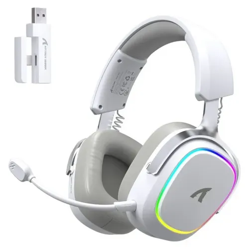 Headset Gamer Attack Shark G800 Wireless Bluetooth Com Cabo E Microfone Compatível Pc, Ps4 E Ps5 Branco