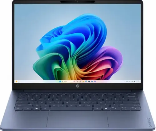 Notebook Hp Omnibook 3 Ai 14-Hz0015Dx, Snapdragon X X1-26-100 (2.97Ghz), 16Gb Ram, 512Gb Ssd, Tela 14" Touch 2K (1920 X 1200) Ips, Windows 11 Home, Inglês, Azul