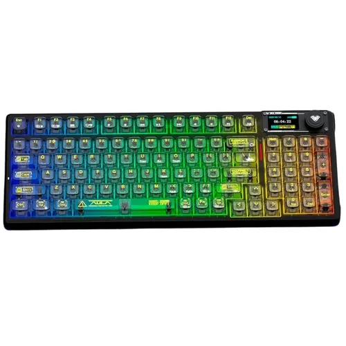 Teclado Aula F98 Pro V3 Rgb Wireless C/Cabo Black Black+Crystal Switch 503336