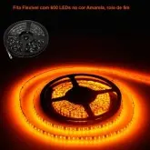 Fita Flexivel com 600 LEDs na cor Amarela, rolo de 5m