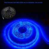 Fita Flexivel com 600 LEDs na cor Azul, rolo de 5m