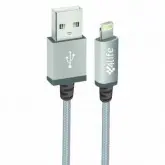 cabo LIGHTNING 4LIFE Revestido em Nylon 1 Metro - Prata