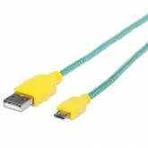 CABO MICRO-USB MANHATTAN NYLON AMARELO com CELESTE