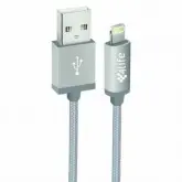 Cabo para iPhone LIGHTNING 4LIFE Revestido em Nylon 3 Metros - Prata