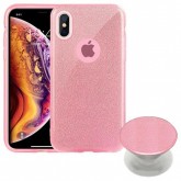 Capa 4Life Glitter para iPhone X com PopSocket Material TPU/PC - Rosa