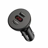 Carregador Veicular Baseus Shake-head Rotação 360º com Display Digital 4.8A Dual USB - Preto