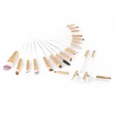 Kit Pincéis para Maquiagem O.TWO.O 9954 20 Unidades - Branco e Dourado