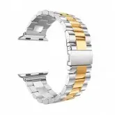Pulseira 4Life de Aço Inoxidável para Apple Watch 42mm - Prata e Dourado