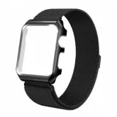 Pulseira com Case 4Life de Aço Inoxidável Estilo Milanês para Apple Watch 42mm, Magnético - Preto