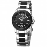 Relógio Analógico Megir MS5006L/BK-1 Feminino, Aço Inoxidável - Prata e Preto
