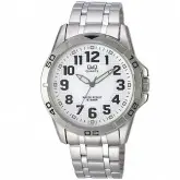 Relógio Analógico Q&Q Q576J204Y Masculino Pulseira de Aço Inoxidável - Prata e Branco