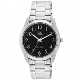Relógio Analógico Q&Q Q594J205Y Masculino Pulseira de Aço Inoxidável - Prata e Preto