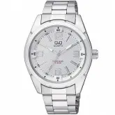 Relógio Analógico Q&Q Q894J204Y Masculino Pulseira de Aço Inoxidável - Prata e Branco