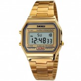 Relógio Digital Skmei 1123 Unissex Pulseira de Aço Inoxidável - Dourado