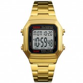 Relógio Digital Skmei 1337 Unissex Pulseira de Aço Inoxidável - Dourado