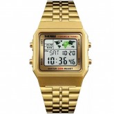 Relógio Digital Skmei 1338 Masculino Pulseira de Aço Inoxidável - Dourado