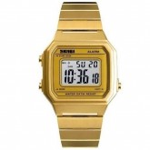 Relógio Digital Skmei 1377 Masculino Pulseira de Aço Inoxidável - Dourado