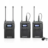 Sistema de Microfone Sem Fio de Dois Canais UHF BOYA BY-WM8 PRO-K2 48 Canais Display LCD Alcance 100m