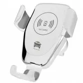 Suporte de Celular Universal para Carro com Carregador Sem Fio, QI, 360 Graus - Branco