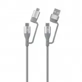 Cabo Manhattan 390606 4 Em 1 / 2 Usb-C Macho / Micro Usb / Usb Macho Cinza - 1M
