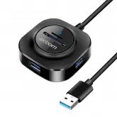 Hub USB 2.0 Exbom UH-R23 3 Portas USB + Leitor de Cartao SD / TF - Preto