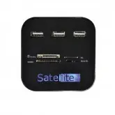 Hub Usb 2.0 + Leitor De Cartao Satellite A-Hub07 3 Portas / Sd / Ms / Pro Duo / M2
