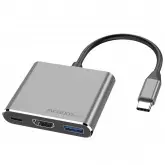 Hub Usb-C 3.1 Argom Arg-Ub-0181 3 Portas / Hdmi / Usb 3.0 / Usb-C Femea - Cinza