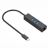 Hub Usb-C 3.1 Satellite A-Hubc50 4 Portas / 3 Usb 3.0 / Rj-45 1000Mbps - Preto