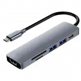 Hub Usb-C 3.1 Satellite A-Hubc55 6 Portas / Hdmi / 2 Usb 3.0 / Sd / Tf / Usb-C Femea - Cinza