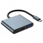 Hub Usb-C 3.1 Satellite A-Hubc56 3 Portas / Hdmi / Usb 3.0 / Usb-C Femea - Cinza